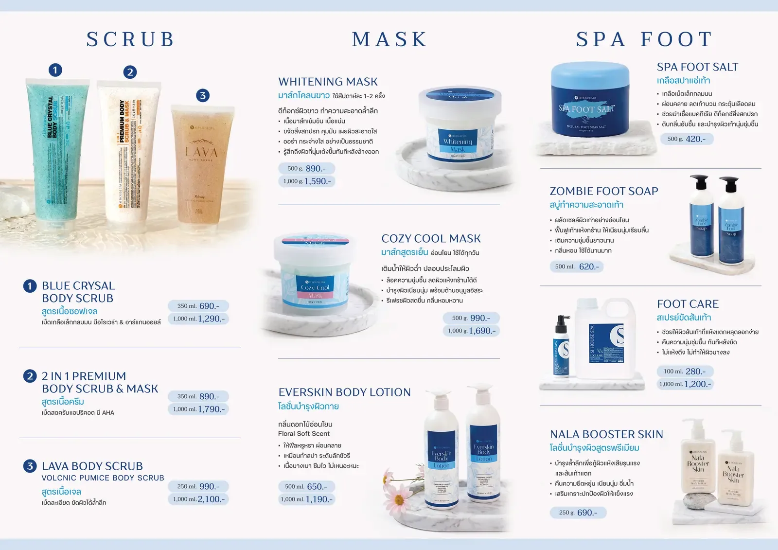 หน้าแค็ตตาล็อกกลุ่ม Body Spa และ Spa Foot ของ SI HOUSE SPA