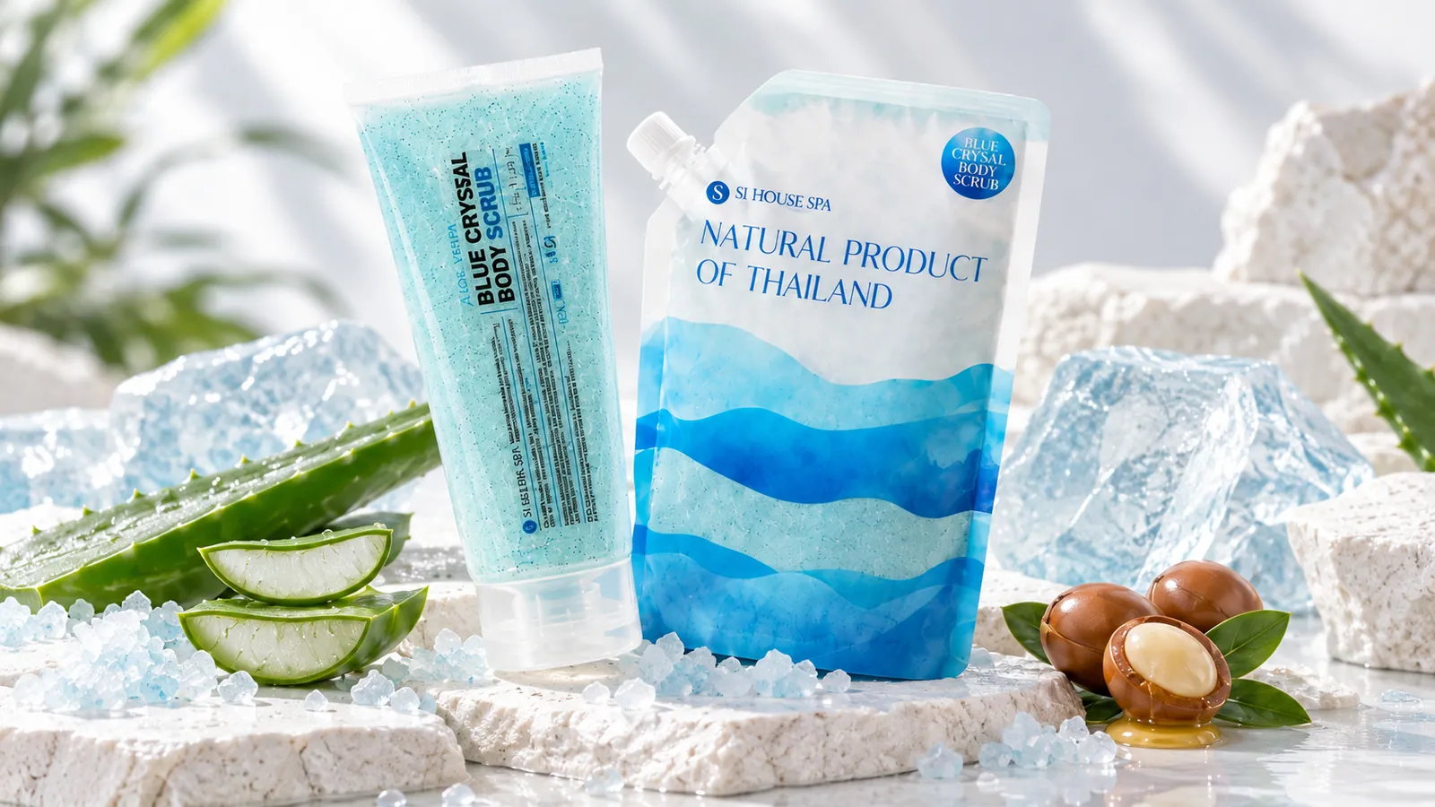 Blue Crystal Body Scrub สครับเกลือขัดผิวกาย 350 g / 1,000 g