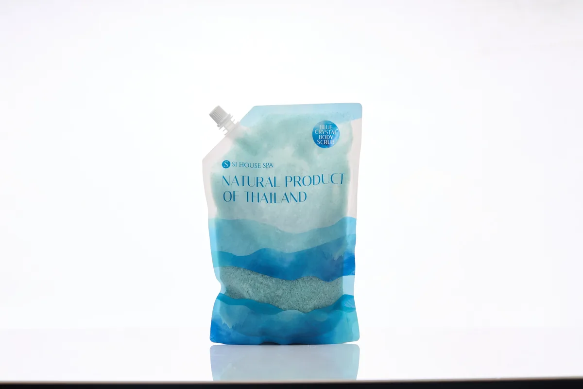 ถุงเติม Blue Crystal Body Scrub ลายคลื่นทะเล พร้อมฝาเกลียว