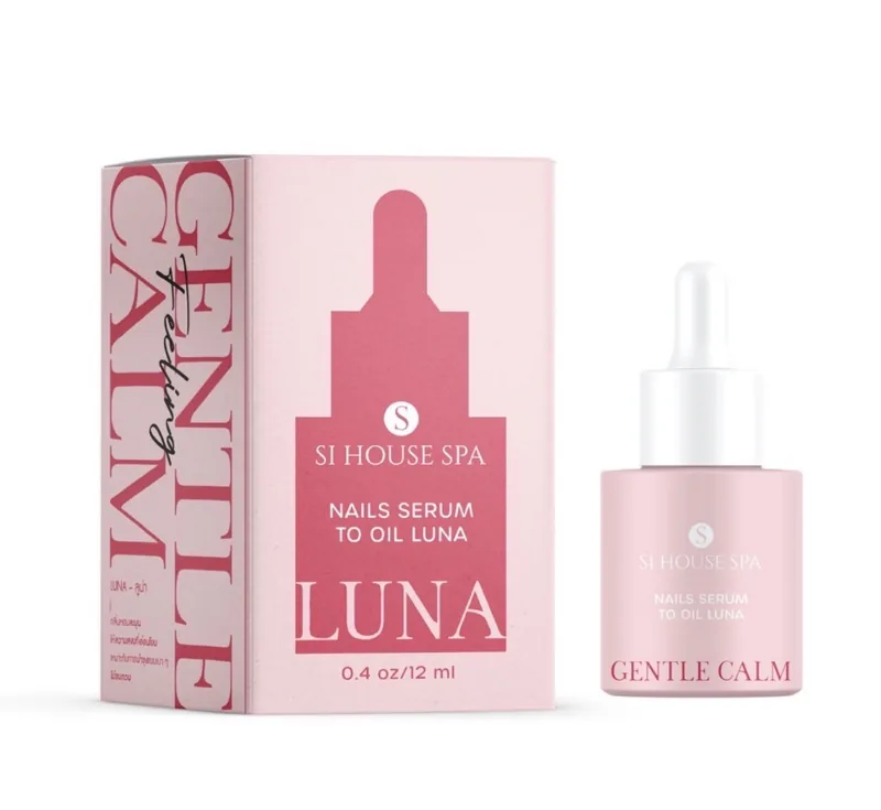 กล่องและขวด Nails Serum to Oil กลิ่น LUNA (Gentle Calm) สีชมพู