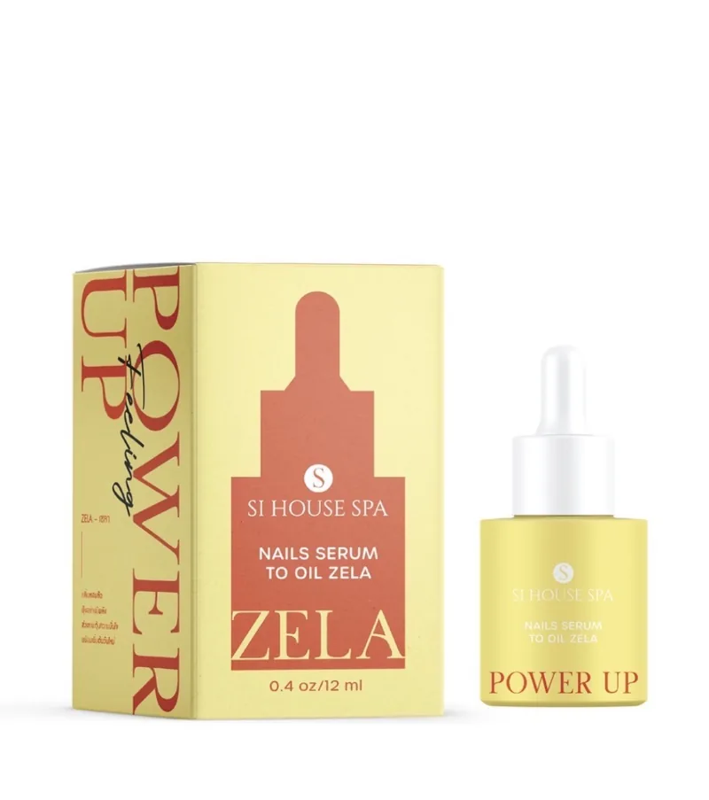 กล่องและขวด Nails Serum to Oil กลิ่น ZELA (Power Up) สีเหลือง